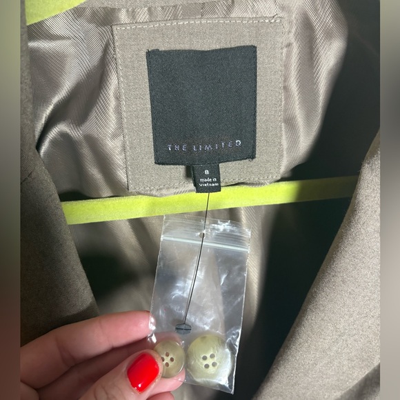 The Limited Taupe Tailored Double Button Power Blazer Office Career Classic - Picture 5 of 7
